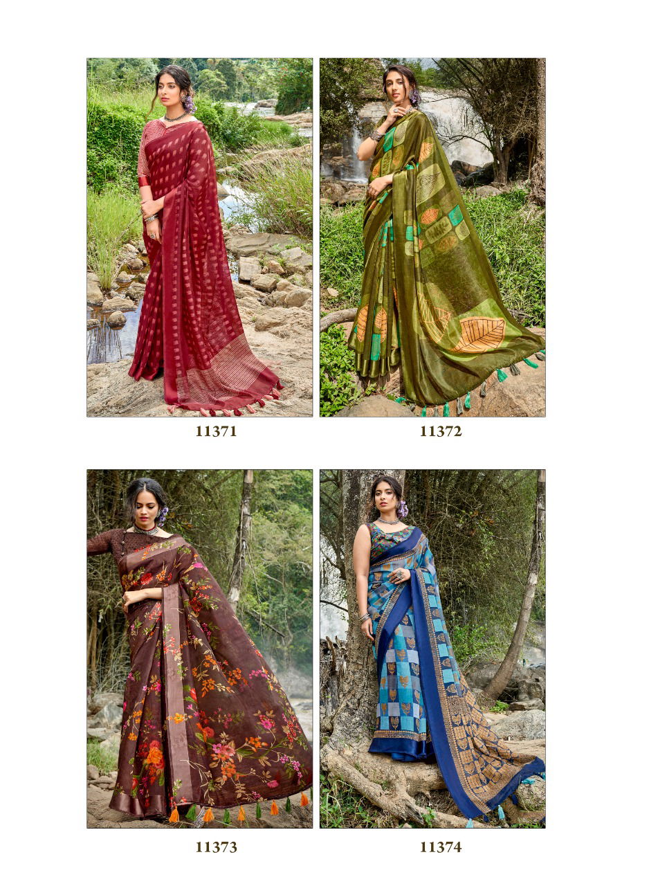 TRIVENI PANCHEE Latest Designer Fancy Festive Wear Heavy Cotton Linen Saree Collection